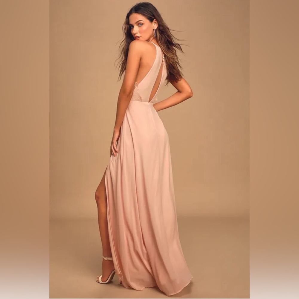 Romantic Mood Blush Lace Sleeveless Maxi Dress